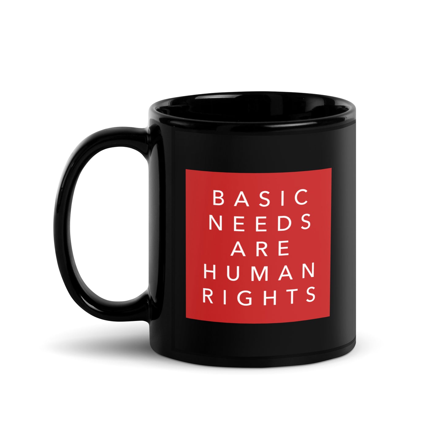 Basic Needs are Human Rights - Black Glossy Mug