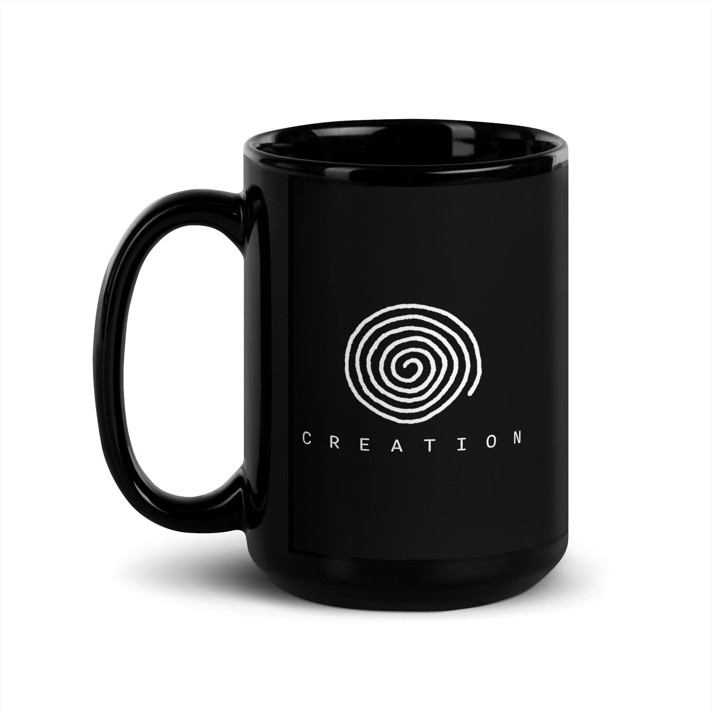 Creation Spiral - Black Glossy Mug