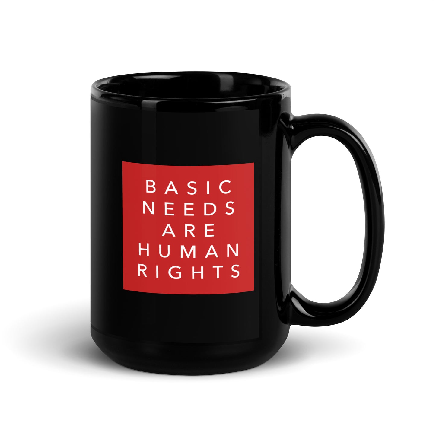 Basic Needs are Human Rights - Black Glossy Mug