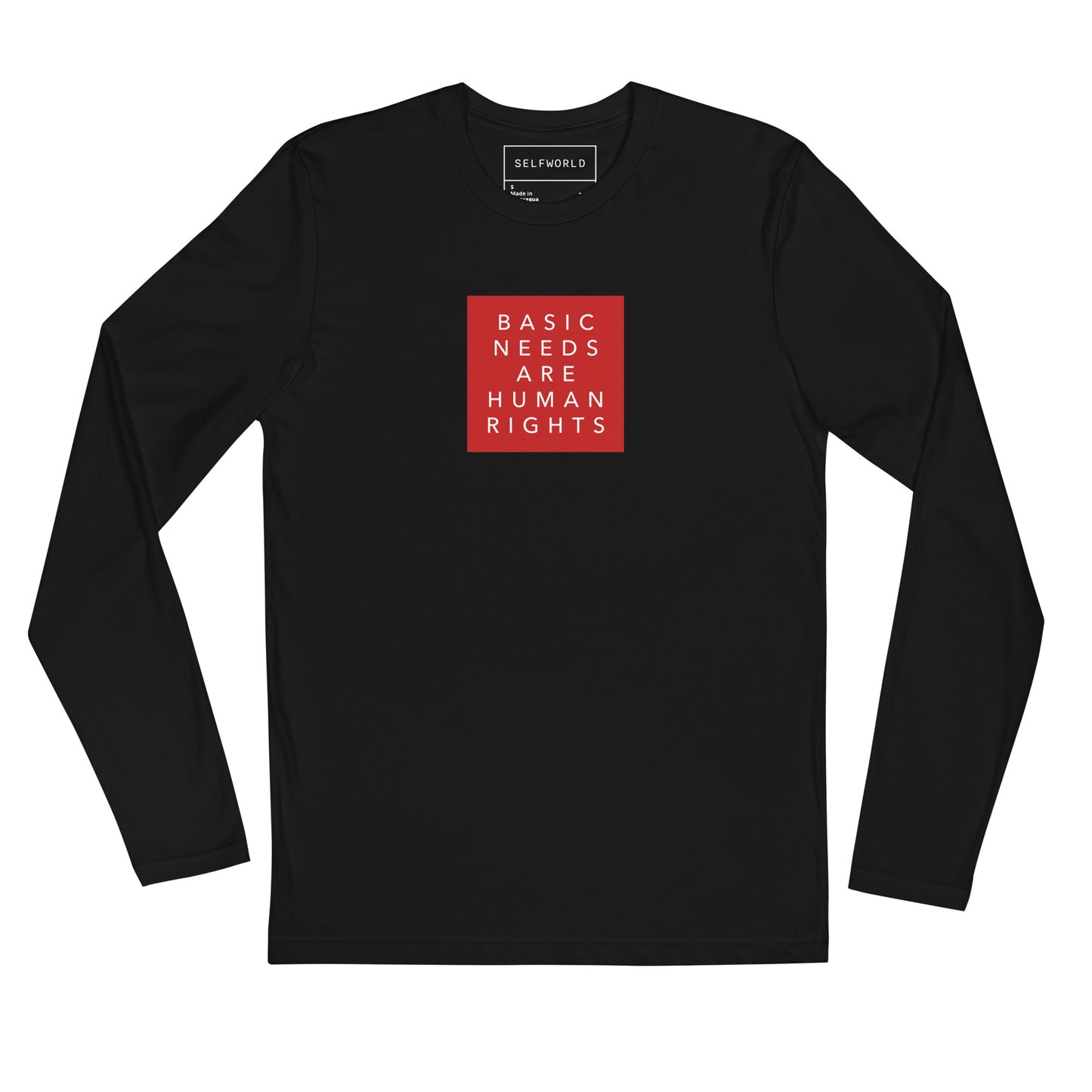 Basic Needs are Human Rights - Men's Long Sleeve Fitted Crew