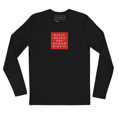 Basic Needs are Human Rights - Men's Long Sleeve Fitted Crew