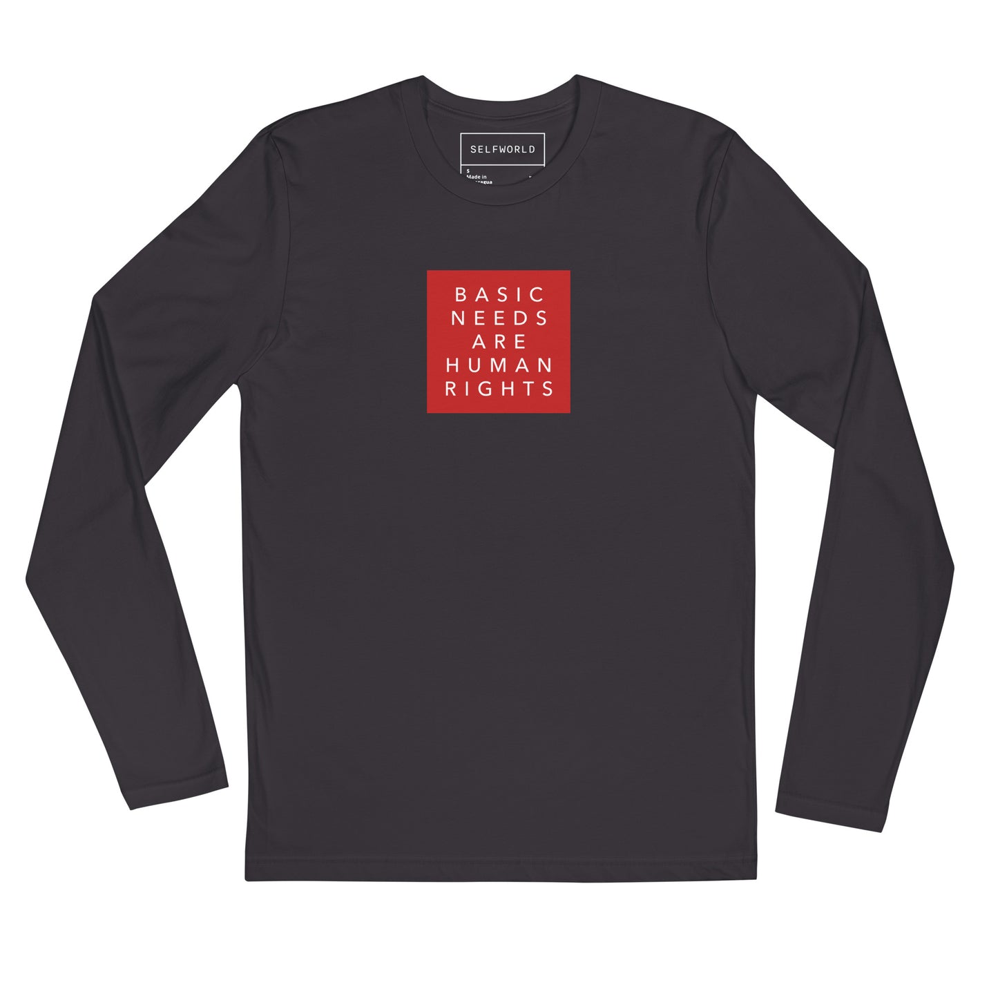 Basic Needs are Human Rights - Men's Long Sleeve Fitted Crew