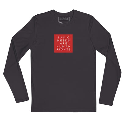 Basic Needs are Human Rights - Men's Long Sleeve Fitted Crew