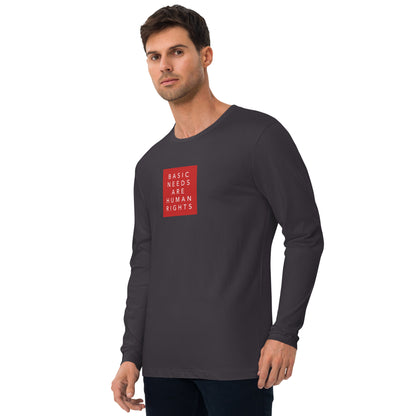 Basic Needs are Human Rights - Men's Long Sleeve Fitted Crew