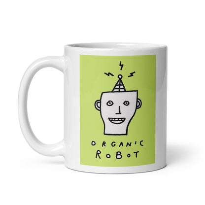 Organic Robot, Green - White glossy mug