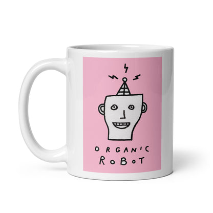 Organic Robot, Pink - White glossy mug