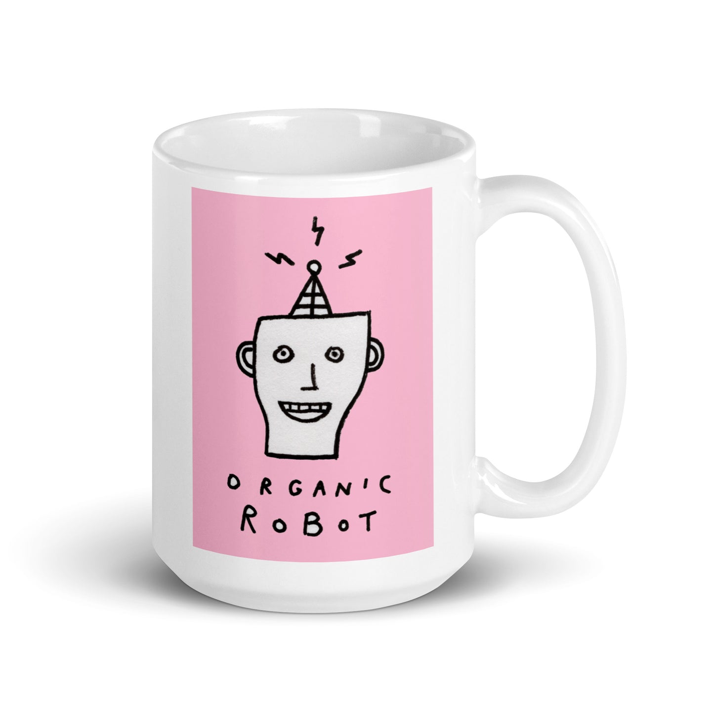 Organic Robot, Pink - White glossy mug