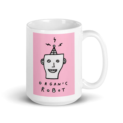 Organic Robot, Pink - White glossy mug