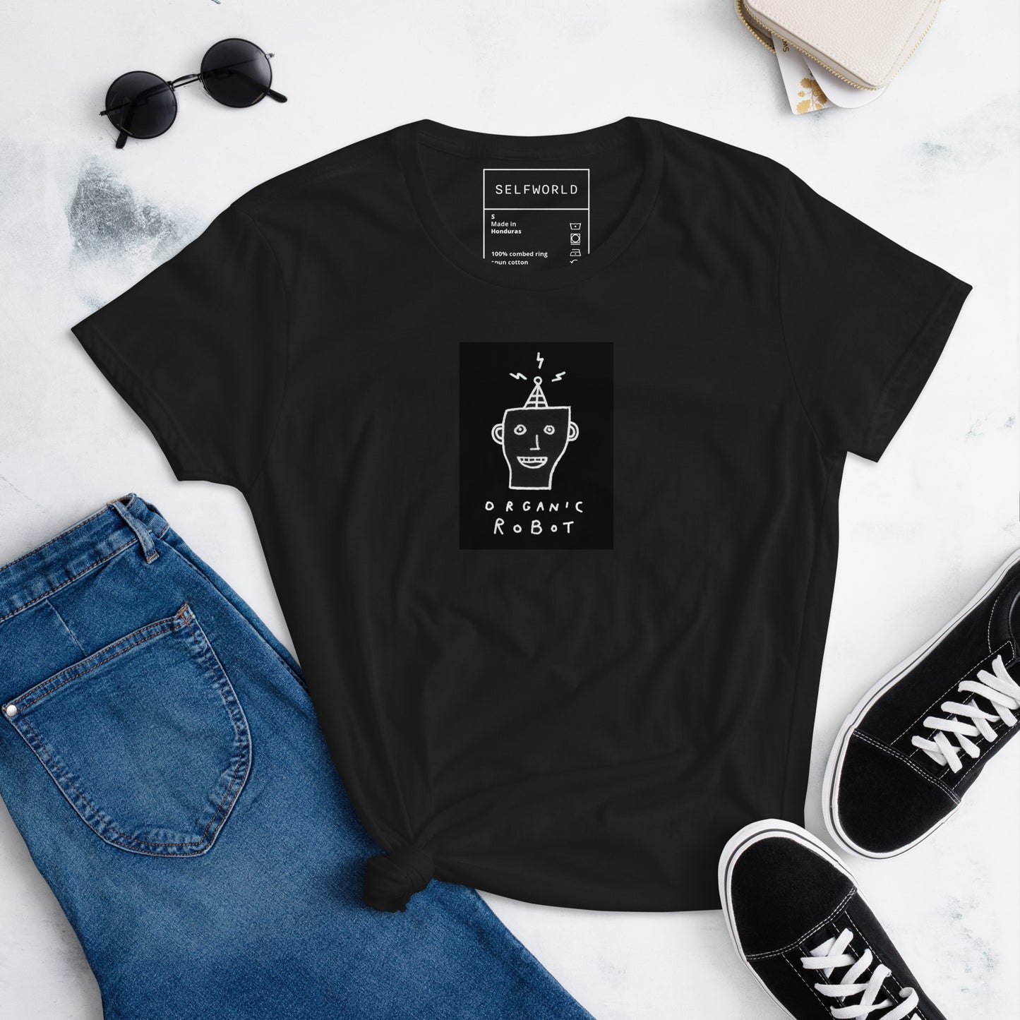 Organic Robot, Black - Women's short sleeve t-shirt